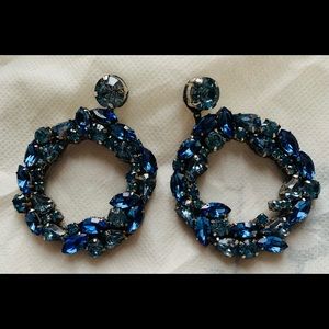 ❤️ BLUE CRYSTAL RHINESTONE DROP LOOPS‼️